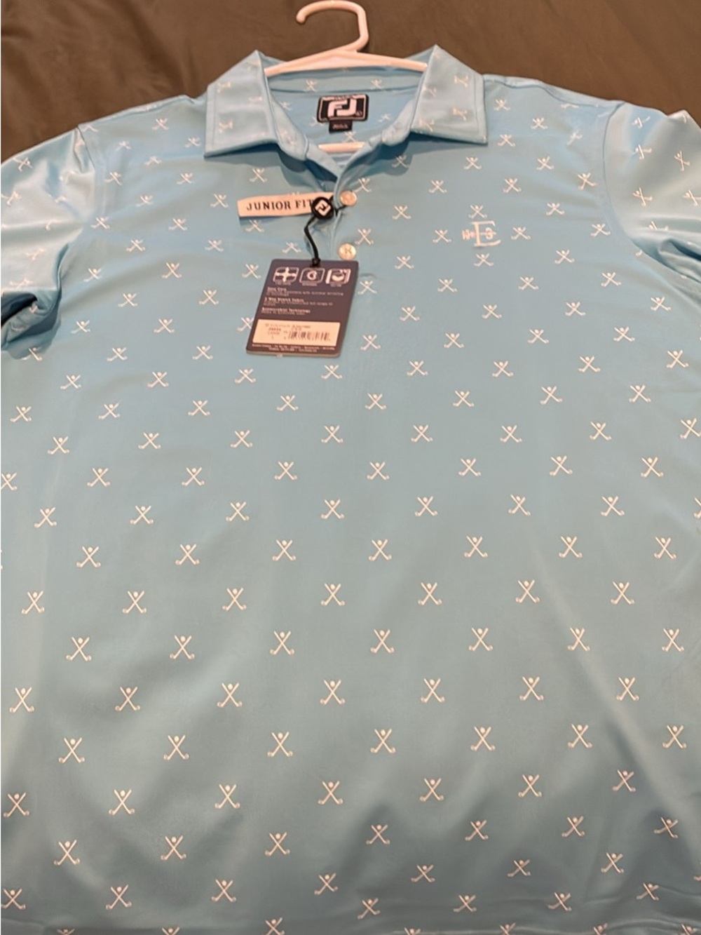 FootJoy Light Blue Polo with White Golf Club Print